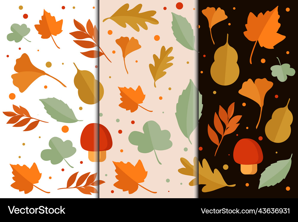 Flat design autumn leaves pattern Royalty Free Vector Image