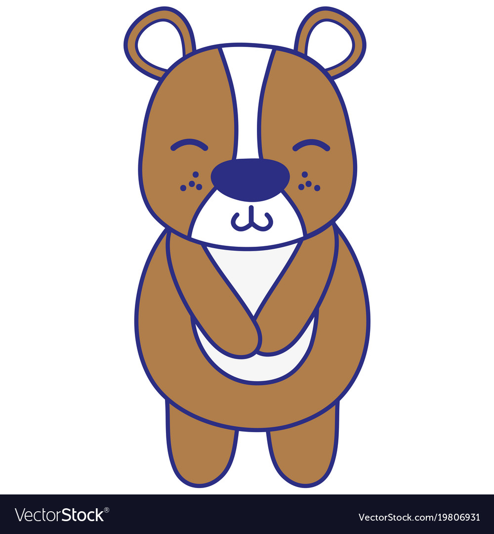 Full color cute and shy bear wild animal Vector Image Full color cute and shy bear wild animal Vector Image