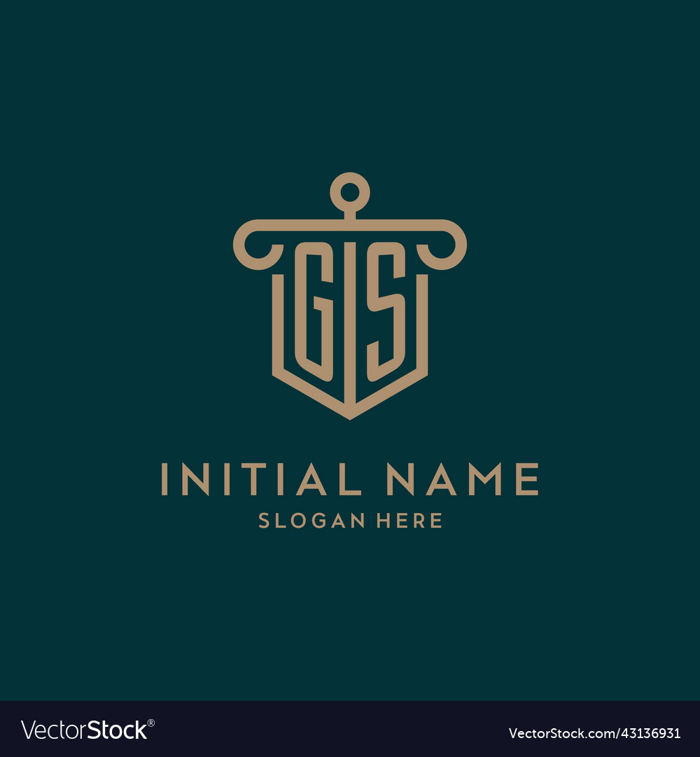Gs monogram initial logo design with shield