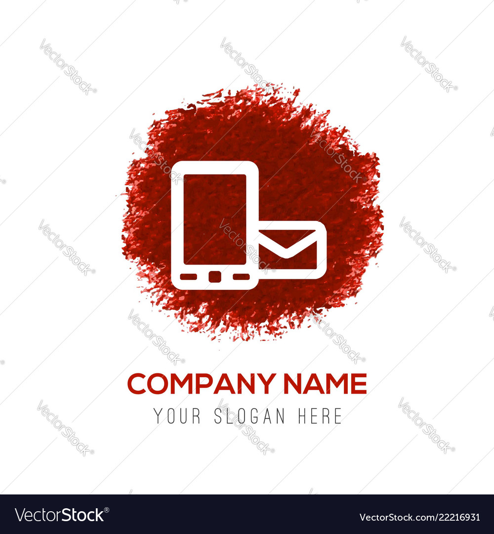 Mobile phone icon - red watercolor circle splash