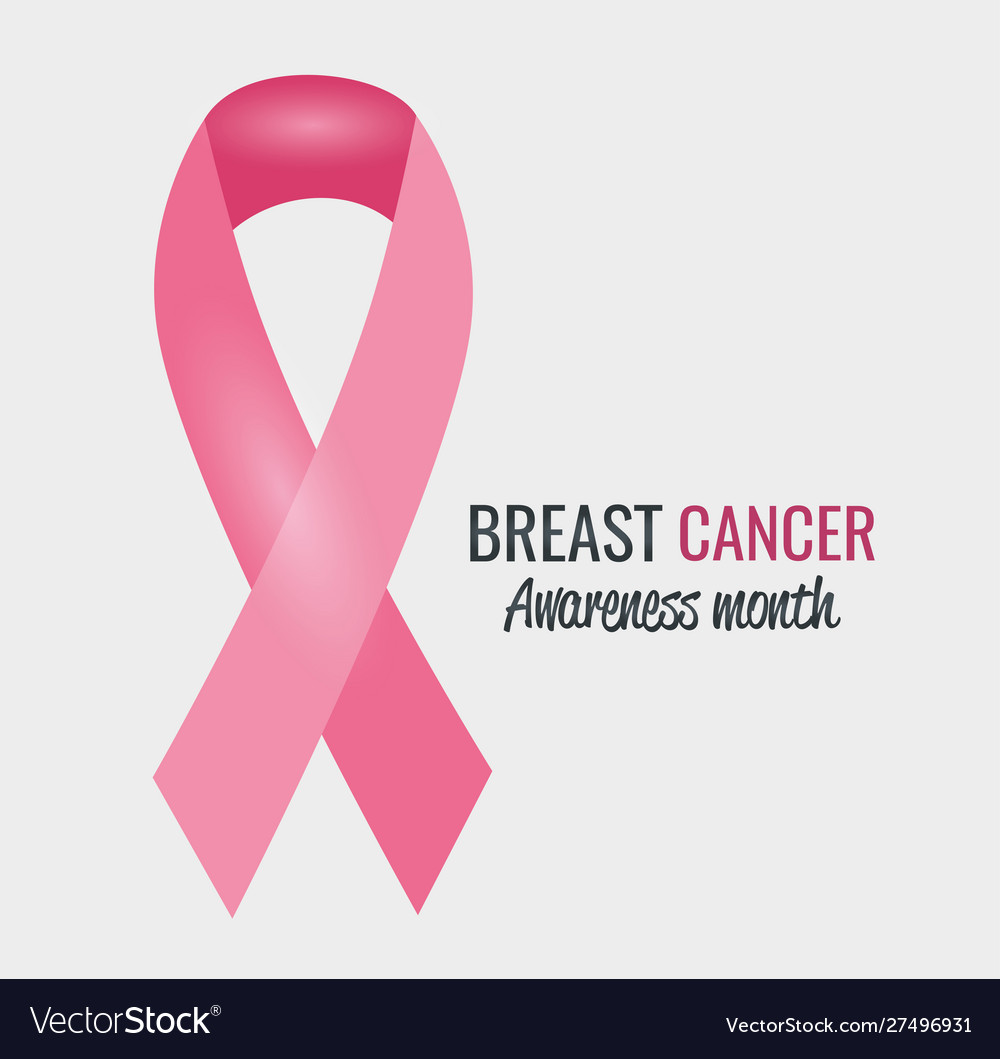 Poster breast cancer awareness month with ribbon Vector Image Poster breast cancer awareness month with ribbon