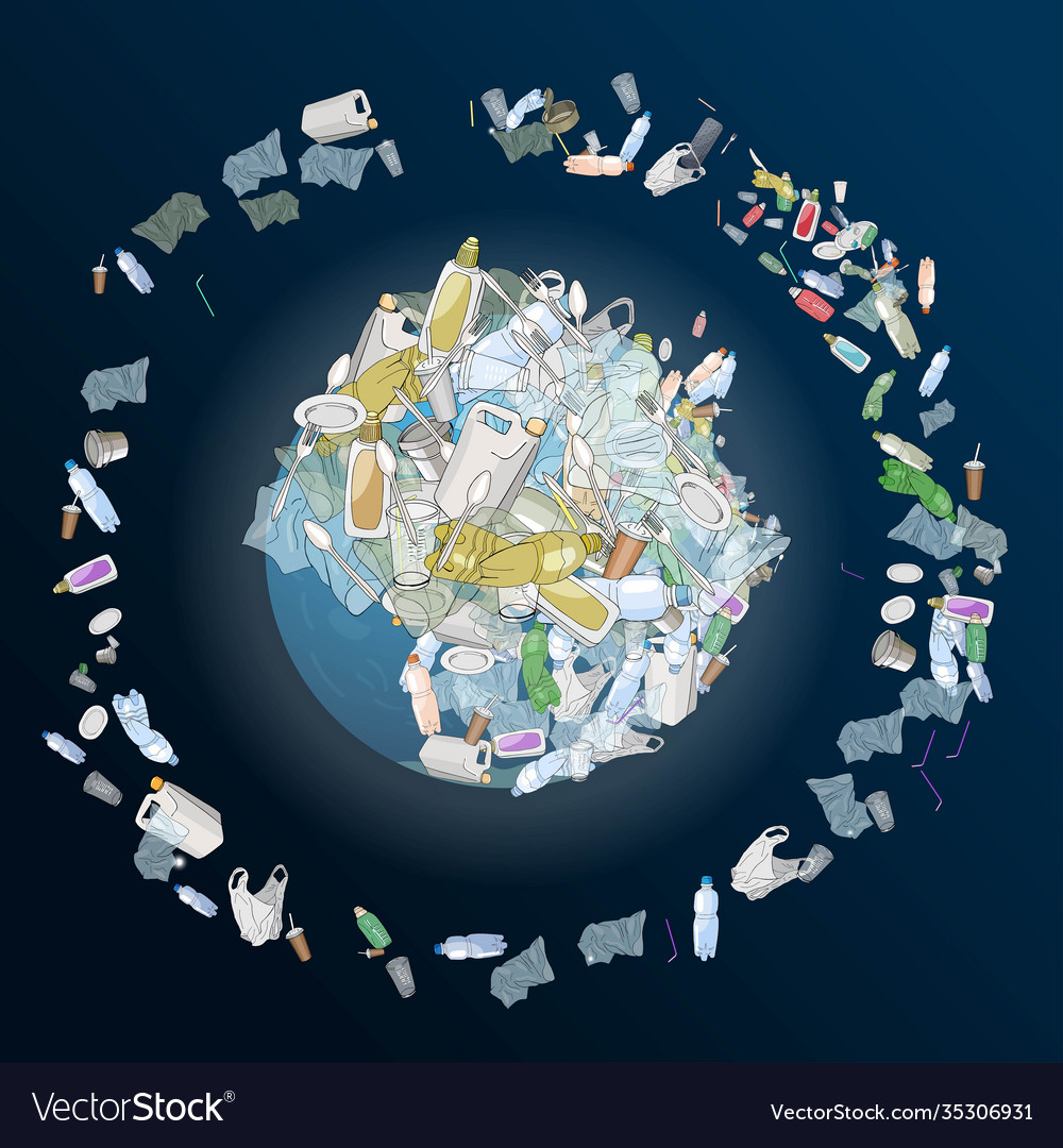 Problem pollution planet space vector image Problem pollution planet space