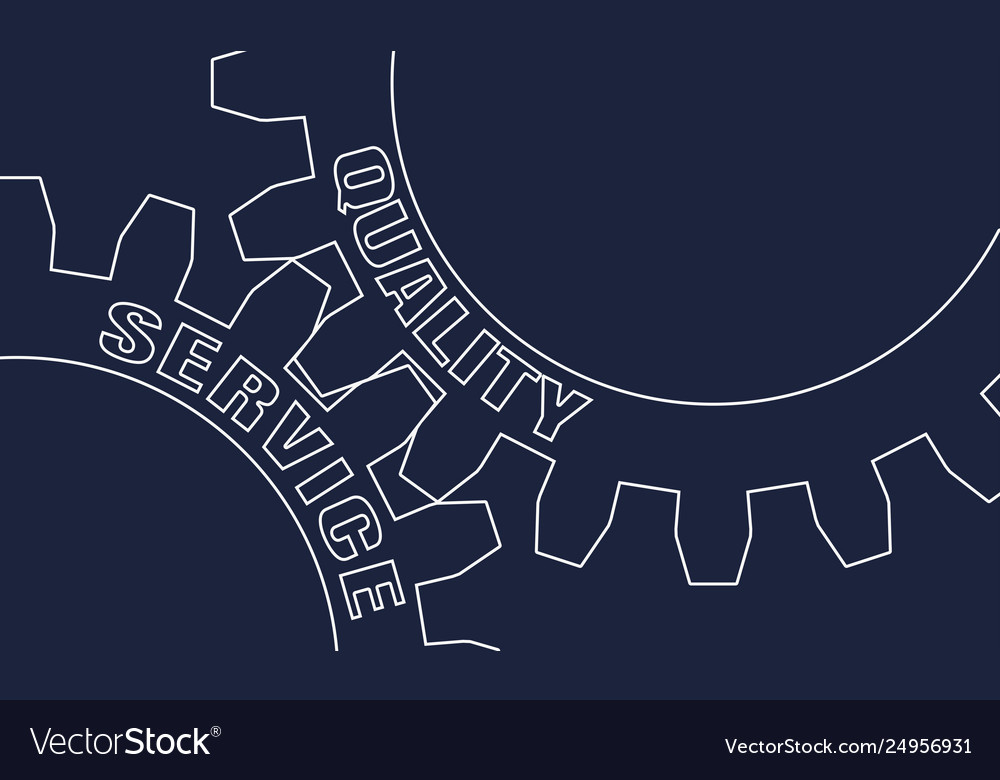Quality and service text on gears vector image Quality and service text on gears
