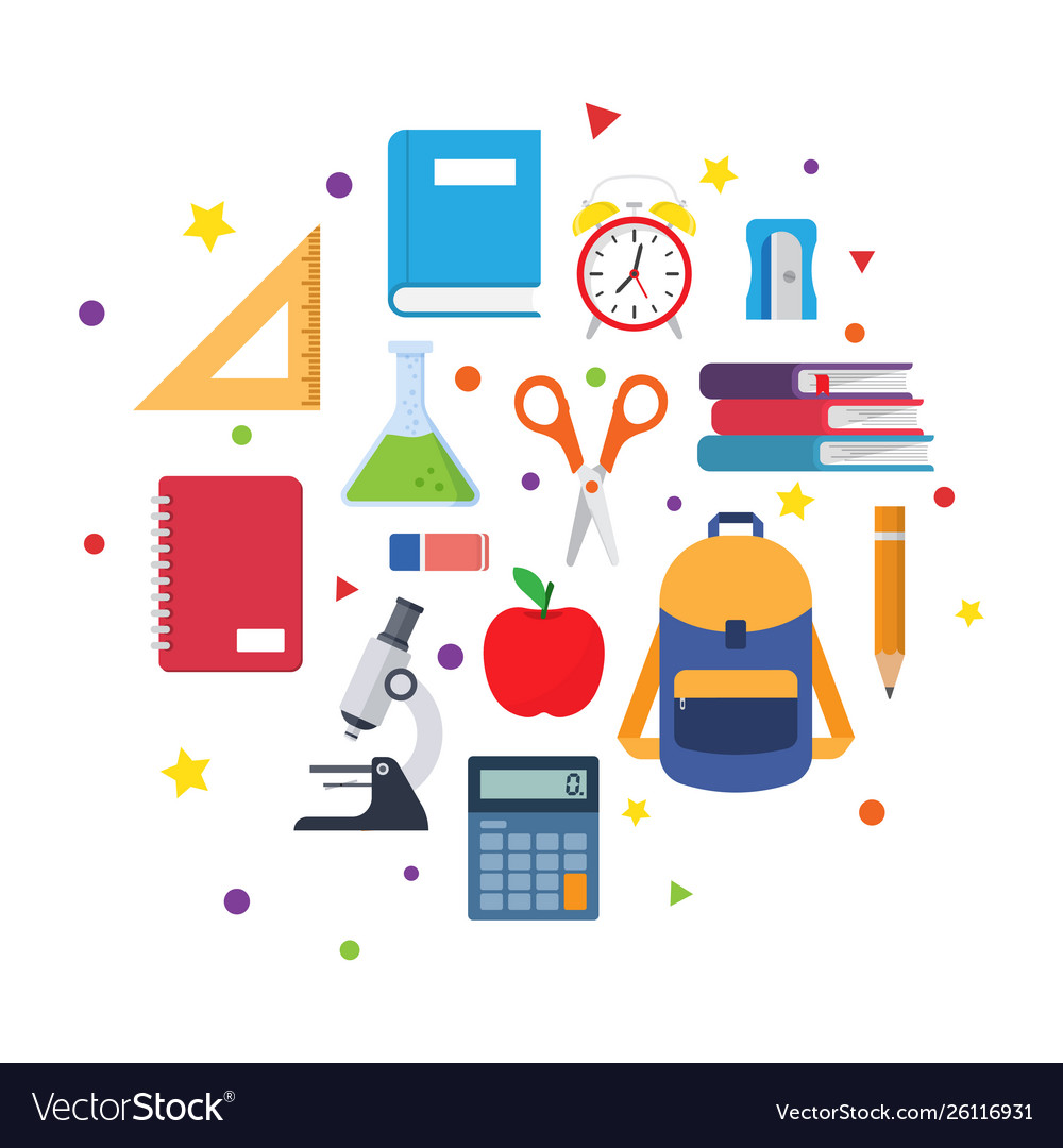 School supplies back to Royalty Free Vector Image