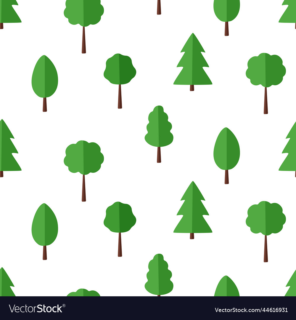 Seamless pattern set of trees with a green crown Vector Image Seamless pattern set of trees with a green crown