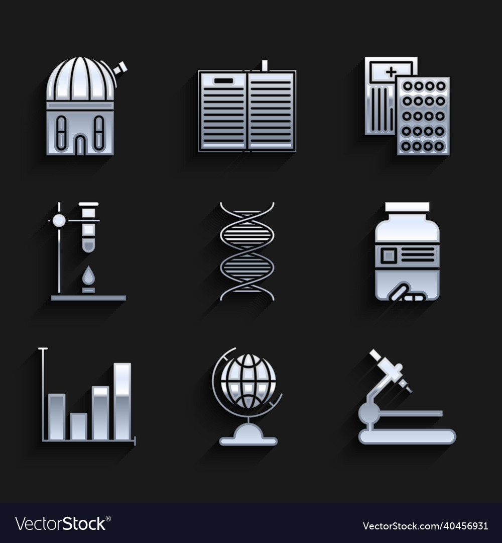 Set dna symbol earth globe microscope medicine