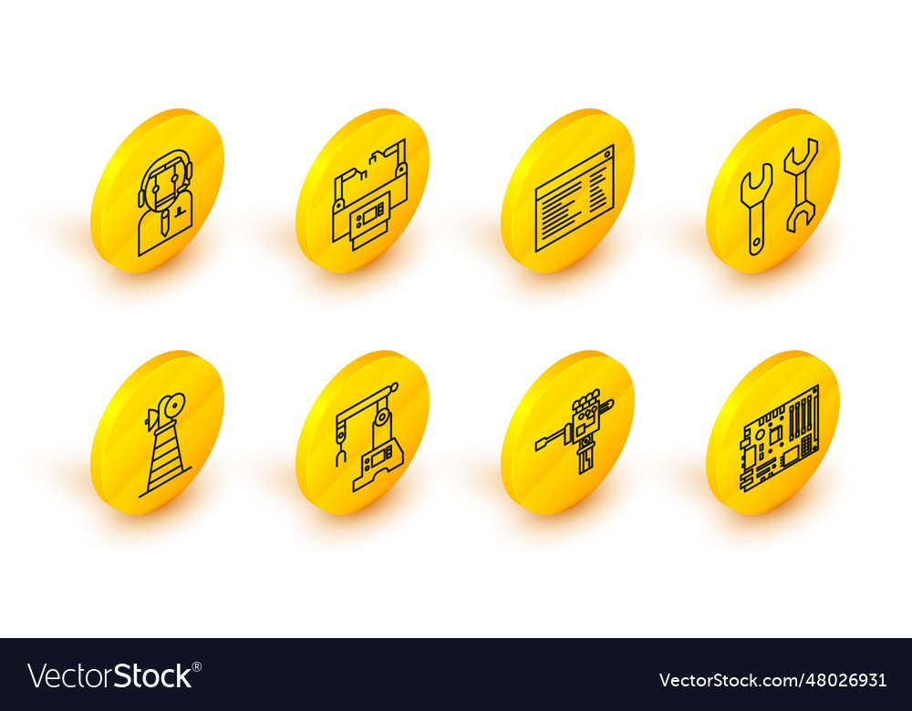 Set line electronic computer components vector image Set line electronic computer components