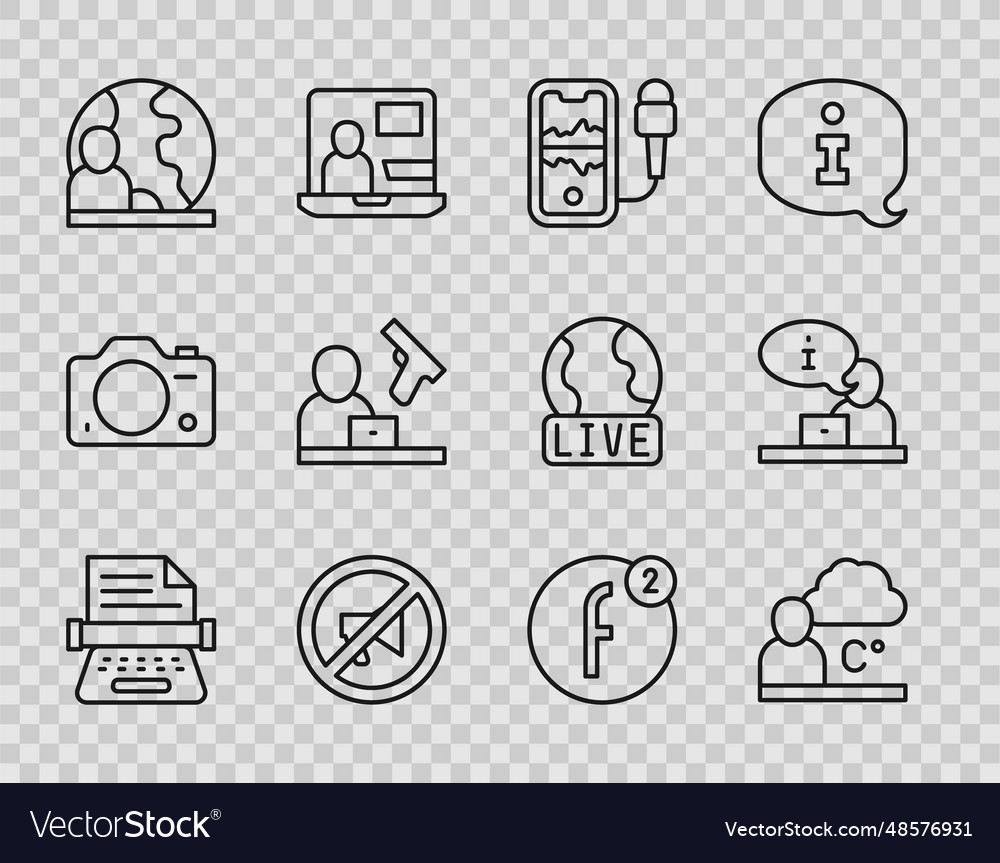 Set line retro typewriter weather forecast vector image Set line retro typewriter weather forecast