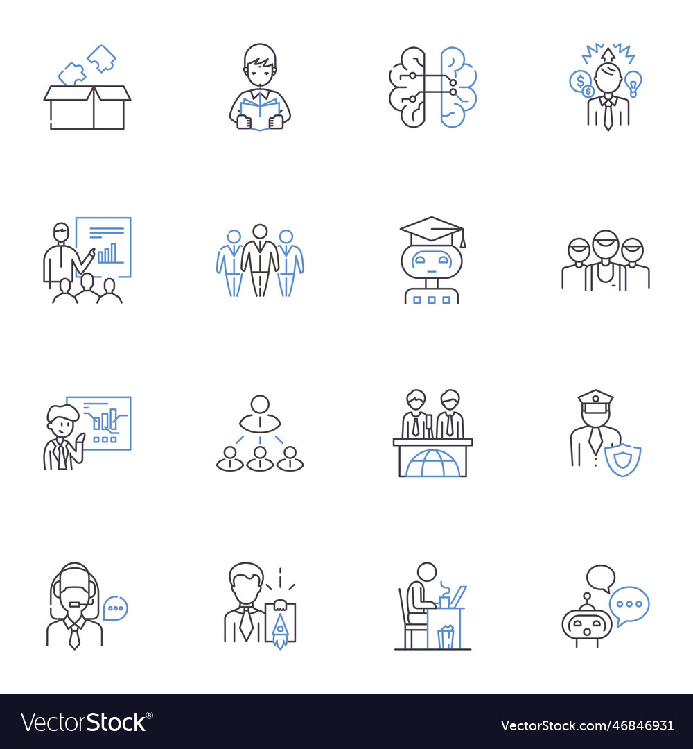 Skill-building line icons collection adaptability