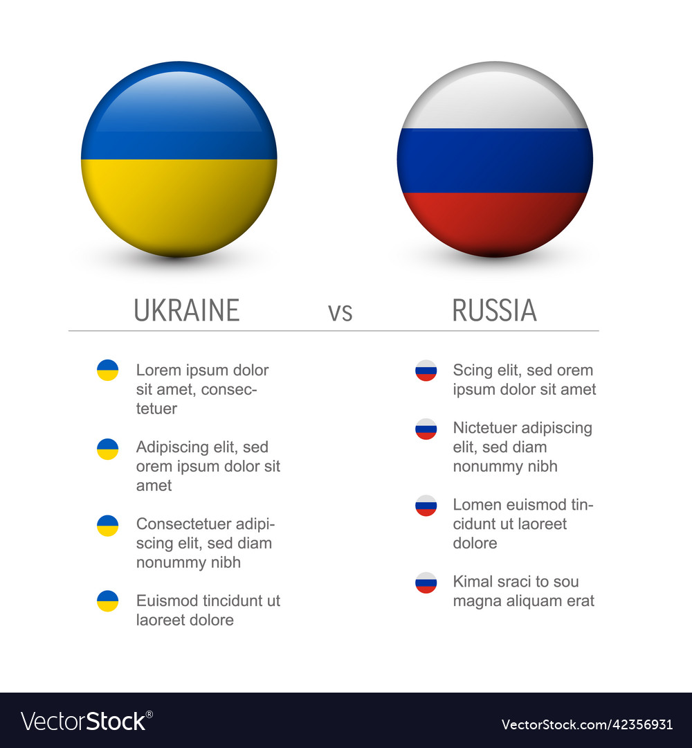 Ukraine versus russia compate table template Vector Image