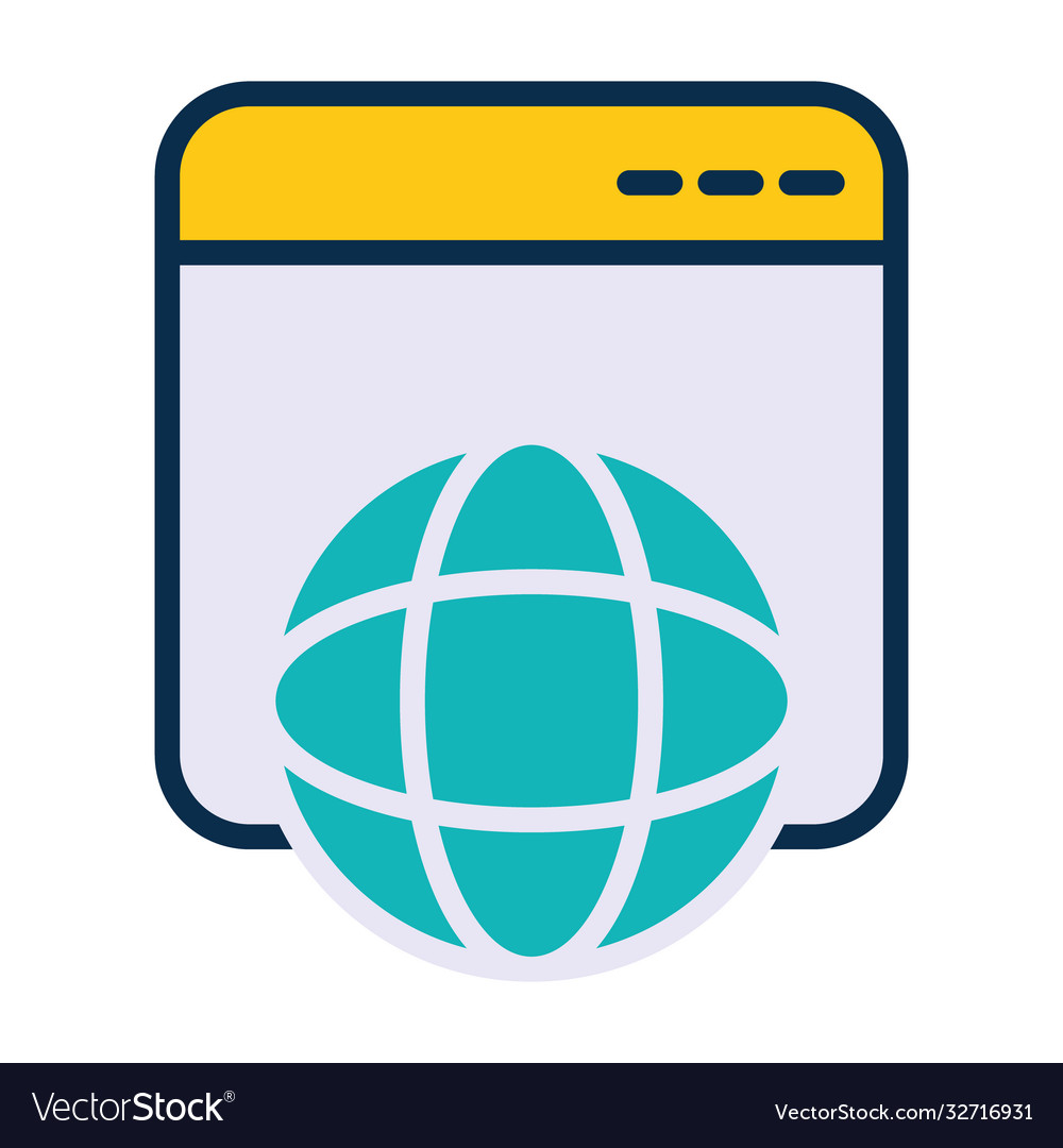 Web window and global sphere icon line fill vector image Web window and global sphere icon line fill