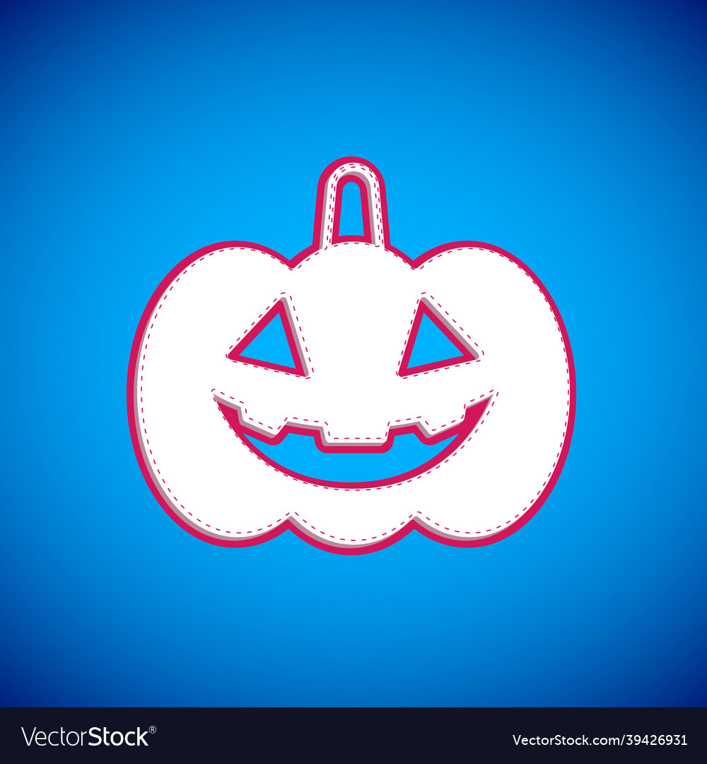 White pumpkin icon isolated on blue background Vector Image