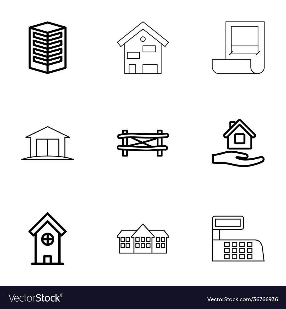 9 architecture icons vector image 9 architecture icons