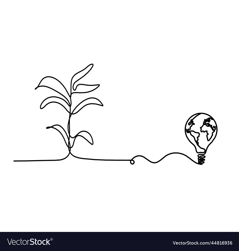 Abstract tree with globe light bulb as line