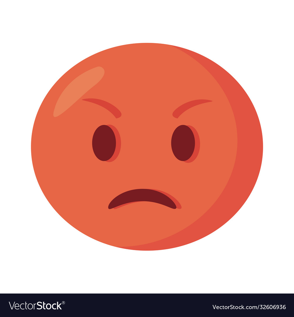 Angry emoji with red face flat style icon Vector Image