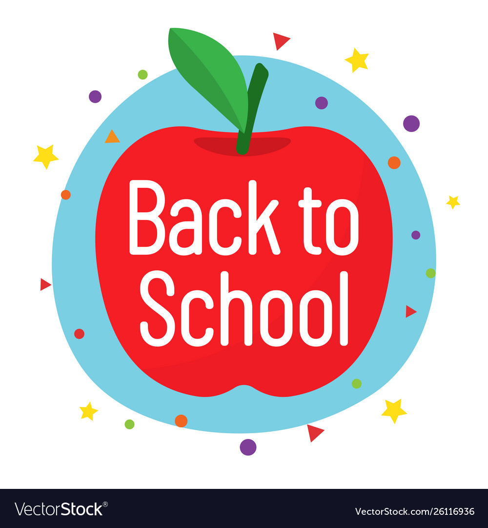 Back to school message in red apple Royalty Free Vector