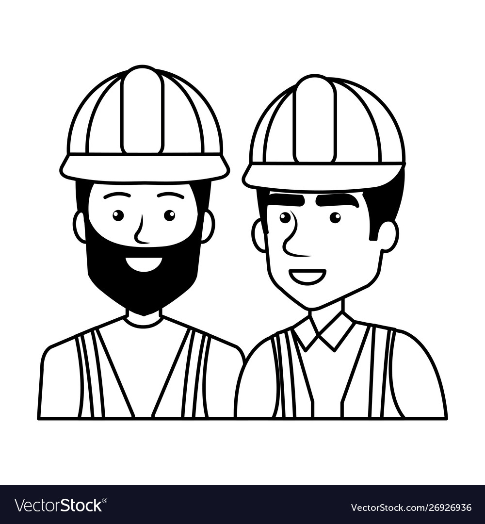 Builders constructors with helmets characters