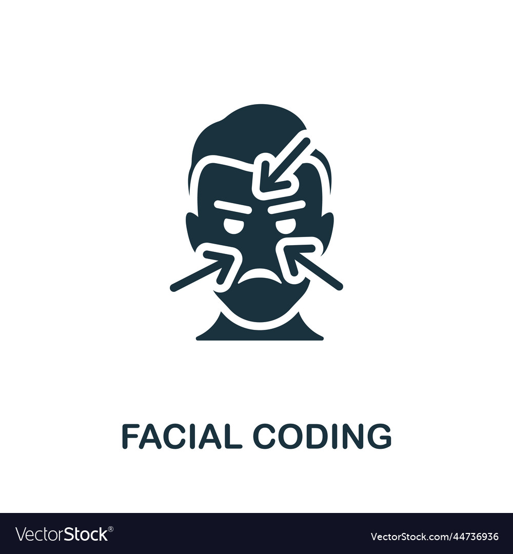 Facial coding icon monochrome simple vector image Facial coding icon monochrome simple