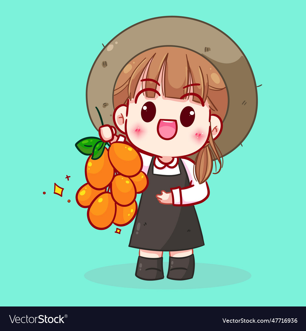 Girl Gardener Standing Holding Mayong Chid Nature Vector Image