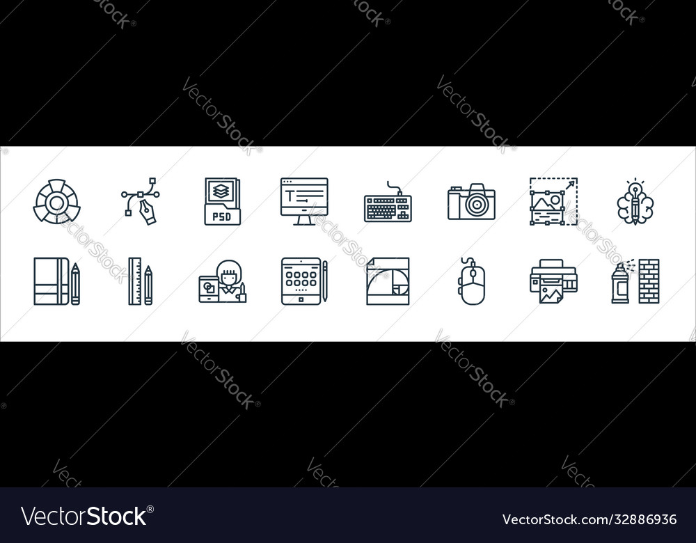 Graphic design line icons linear set quality