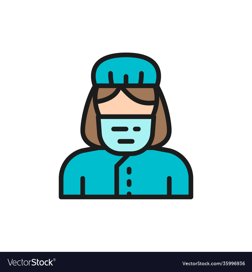 Gynecologist obstetrician doctor flat color line