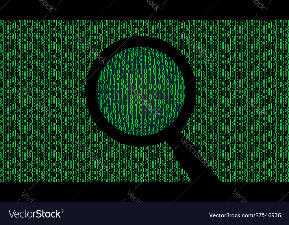 Magnifying Glass Icon - Binary Code
