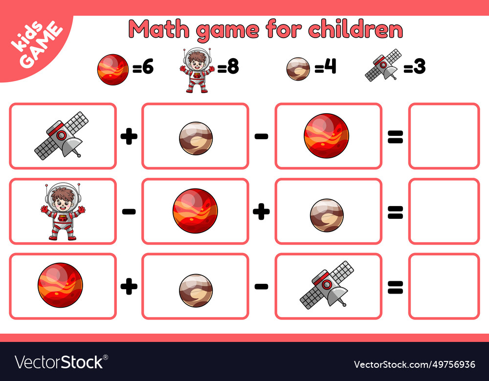 Math Puzzle Spiel für Kinder Cartoon Raum Objekte