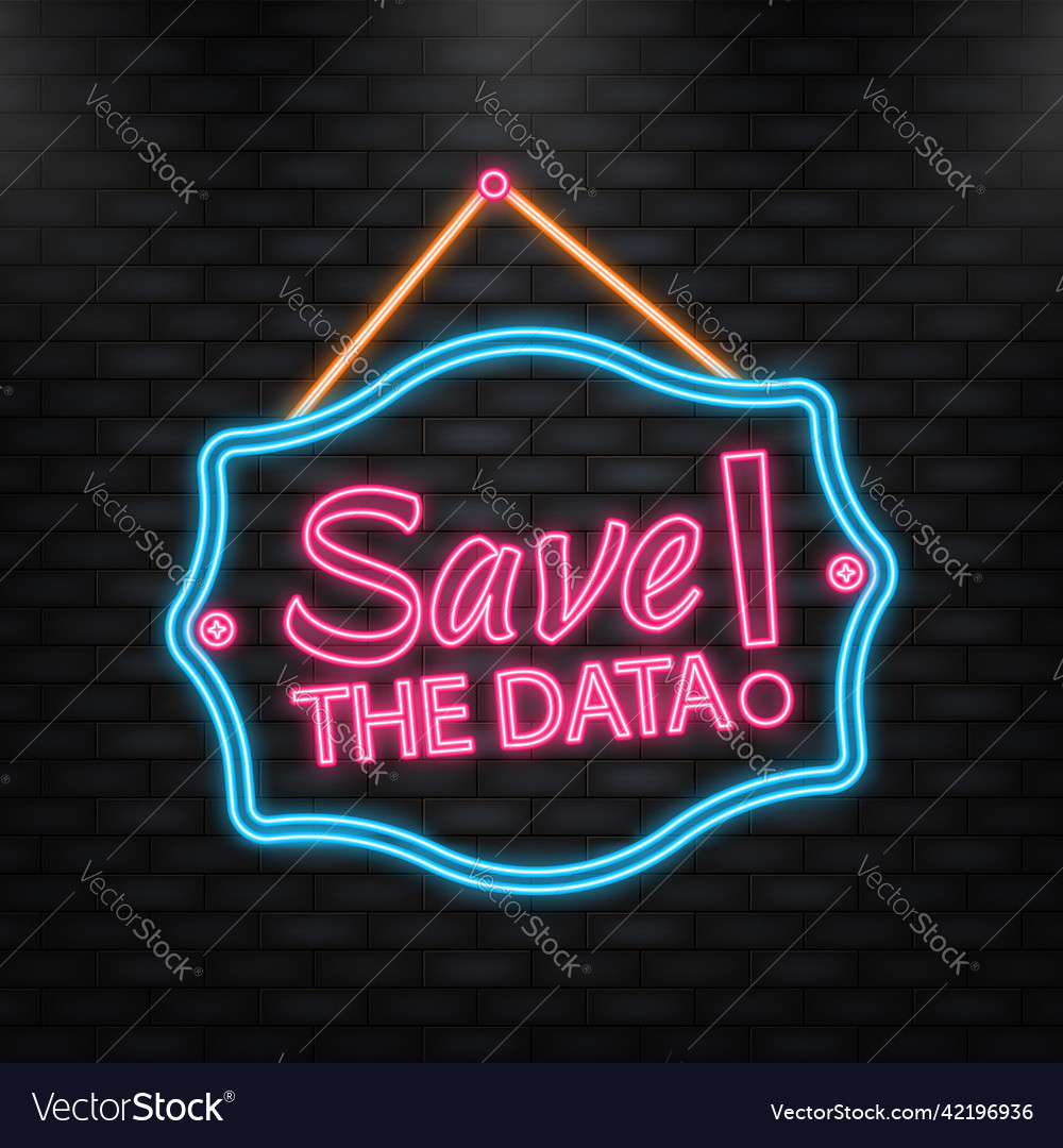 Neon icon save the date door sign banner vector image Neon icon save the date door sign banner