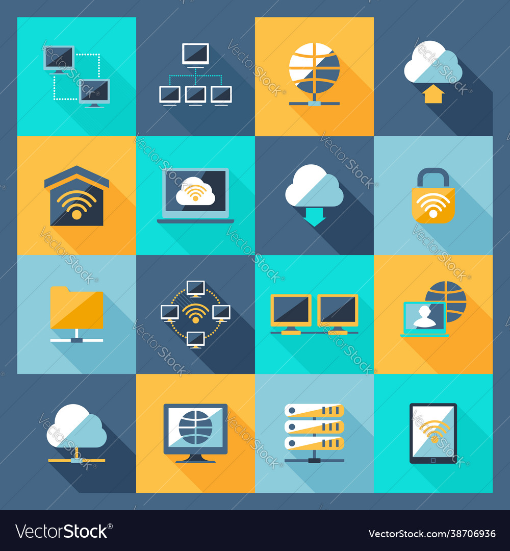 Network icons flat