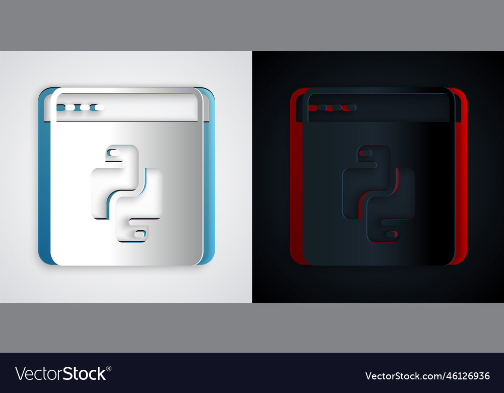 Papier schneiden python Programmiersprache Symbol vector image Papier schneiden python Programmiersprache Symbol