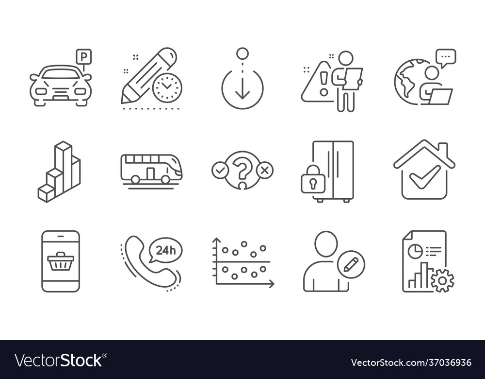 Parking project deadline and dot plot icons set Vector Image Parking project deadline and dot plot icons set