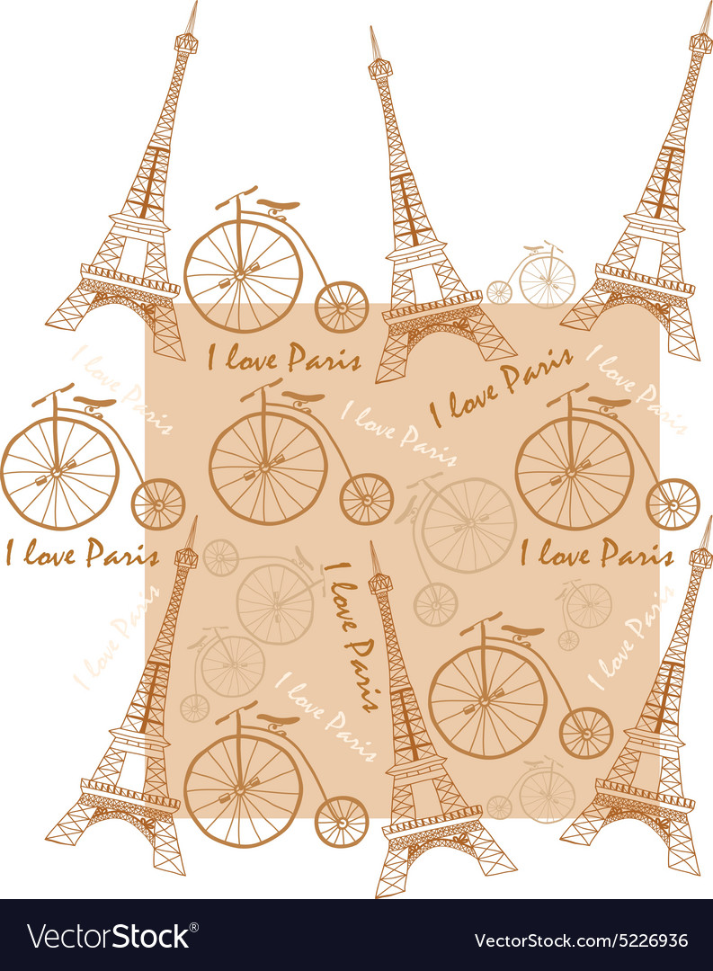 Pattern of the eiffel tower on a beige background
