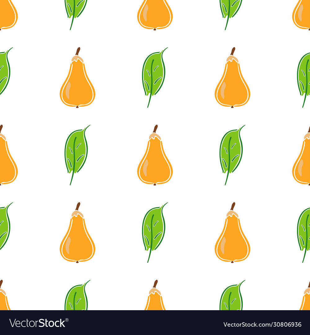 Pear fruit color plain seamless pattern Vector Image Pear fruit color plain seamless pattern