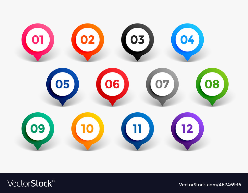 Pointer Stil Nummer Kugel Punkte bis zwölf vector image Pointer Stil Nummer Kugel Punkte bis zwölf