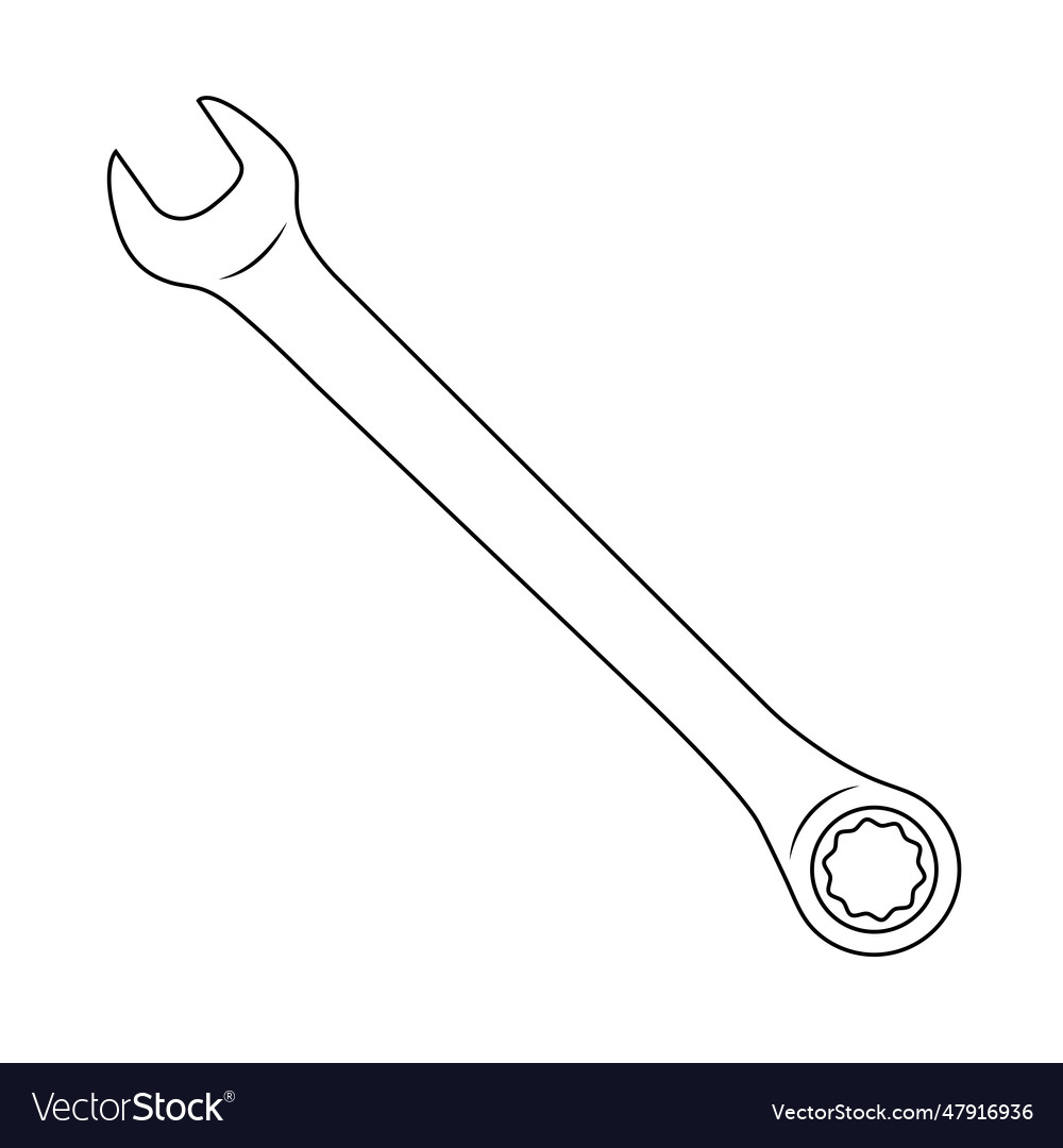 Ratchet and spanner outline icon