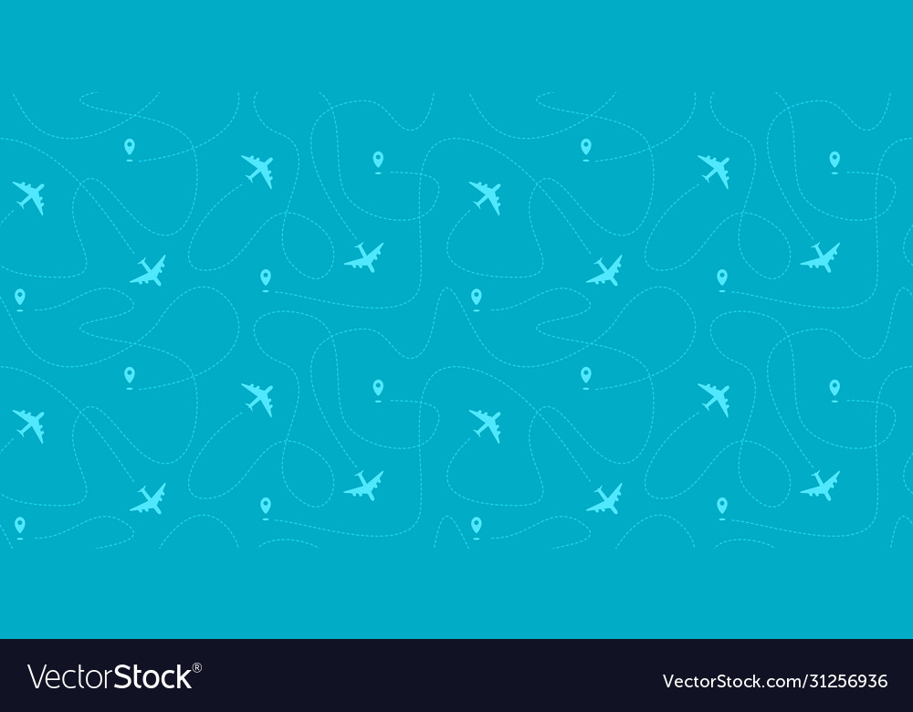 Seamless horizontal border with plane paths vector image Seamless horizontal border with plane paths