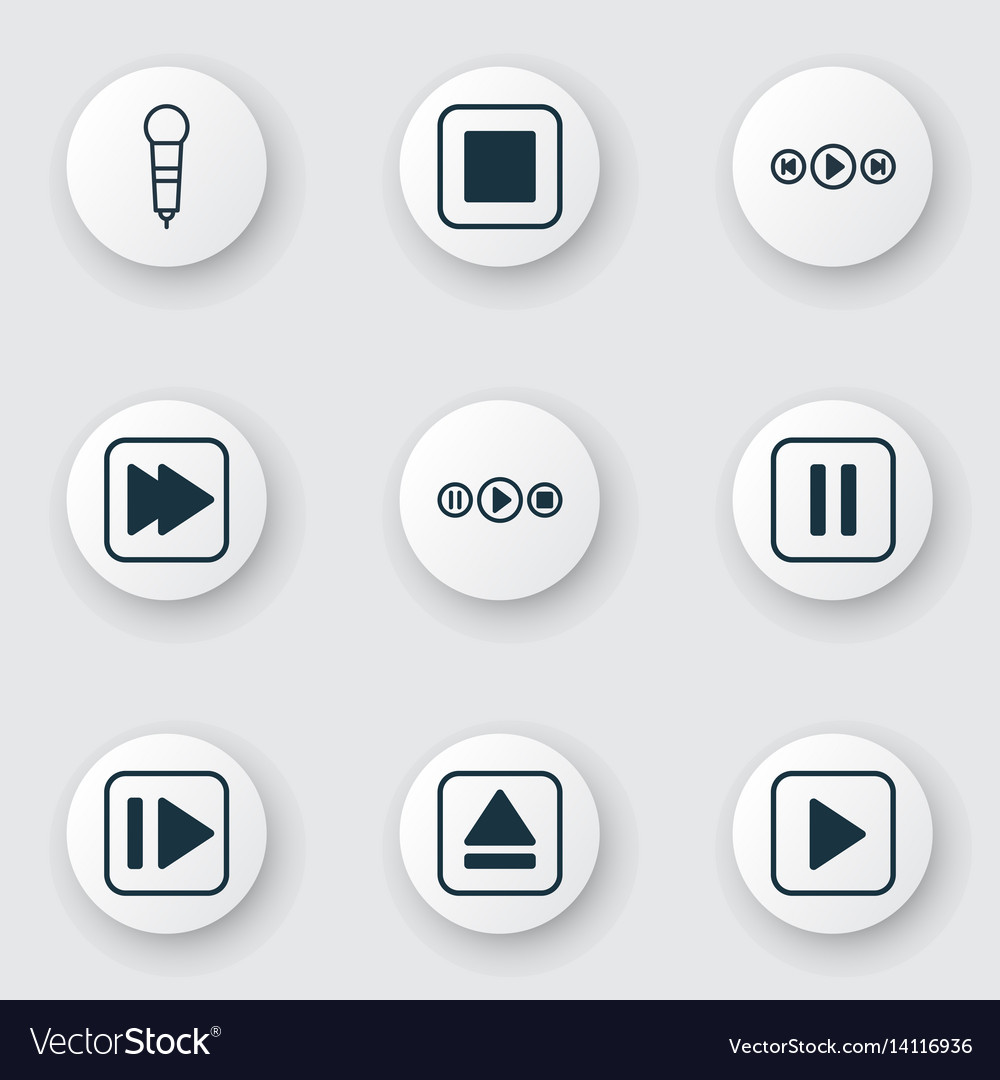 Set of 9 audio icons includes microphone song ui