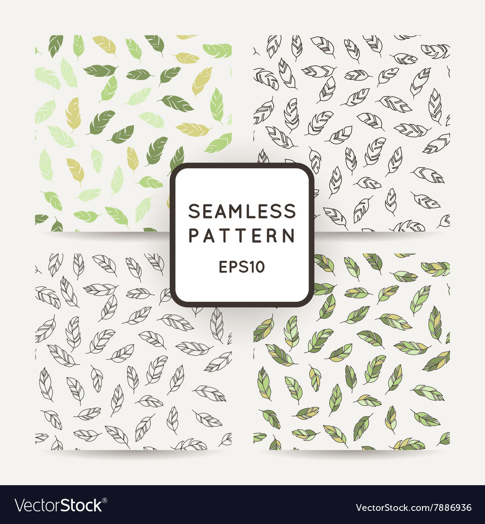 Set of seamless pattern feathers doodle