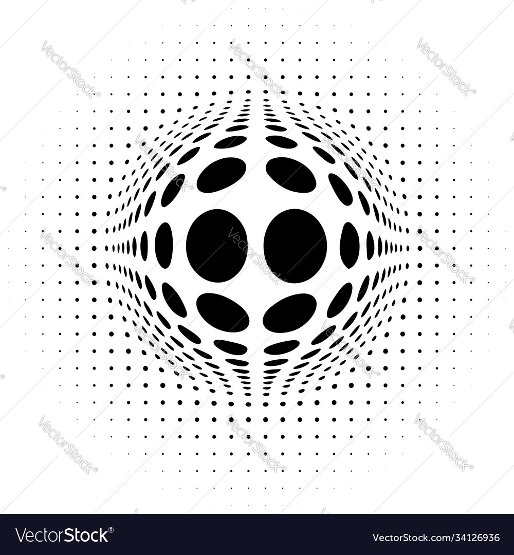 Spherical distortion halftone dots element orb vector image Spherical distortion halftone dots element orb