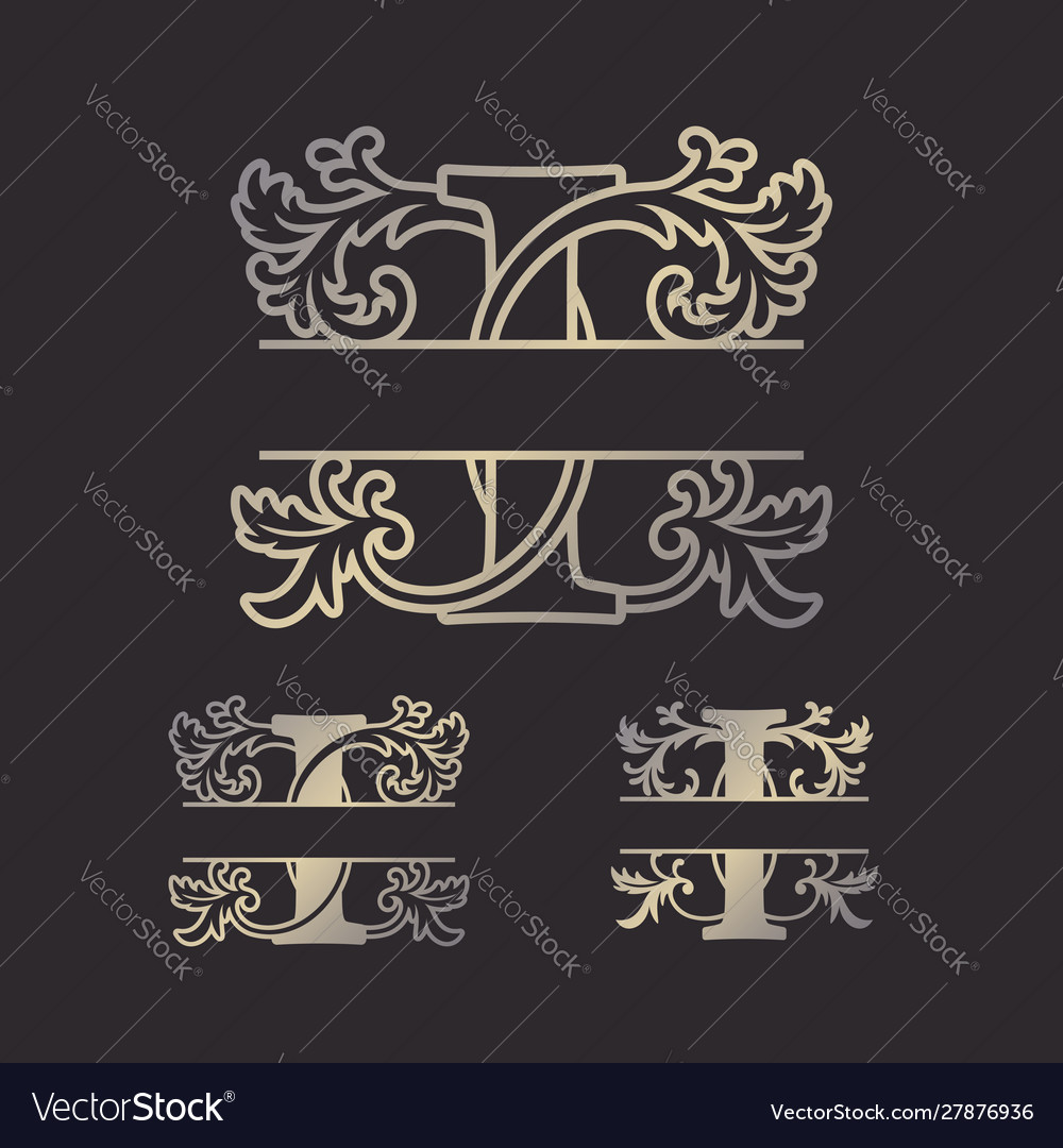 Split letters monogram font alphabet Royalty Free Vector