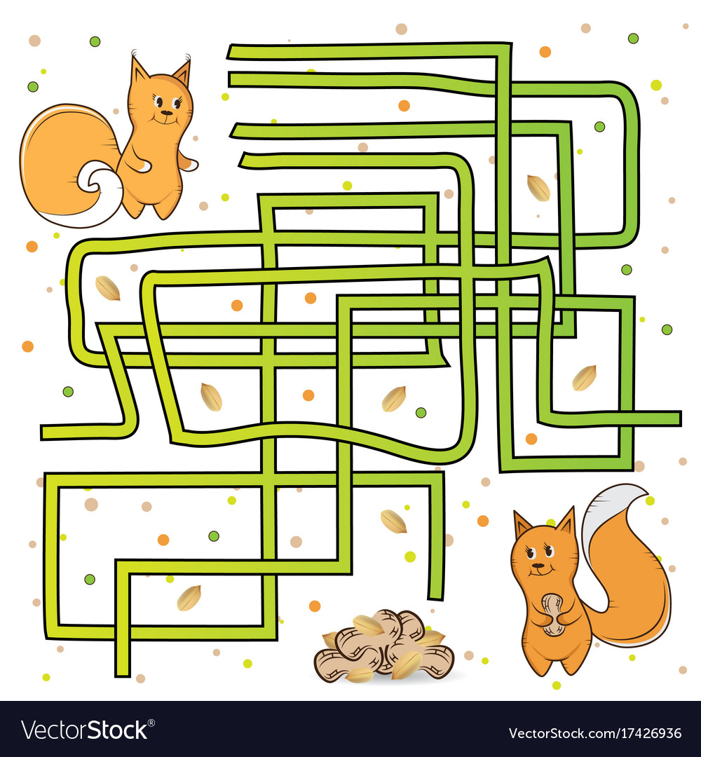 Squirrel Maze Puzzle - Find the Path