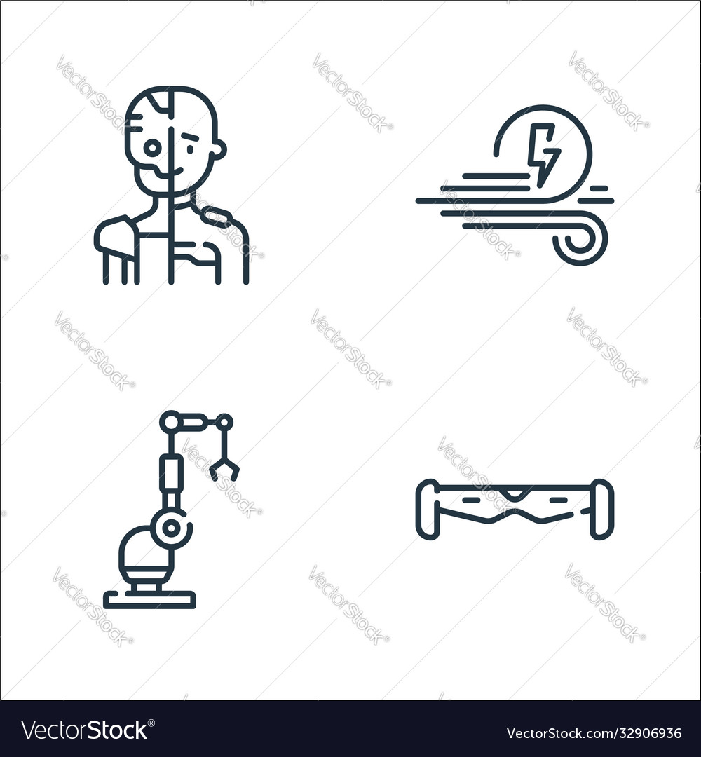 Technology future line icons linear set vector image Technology future line icons linear set