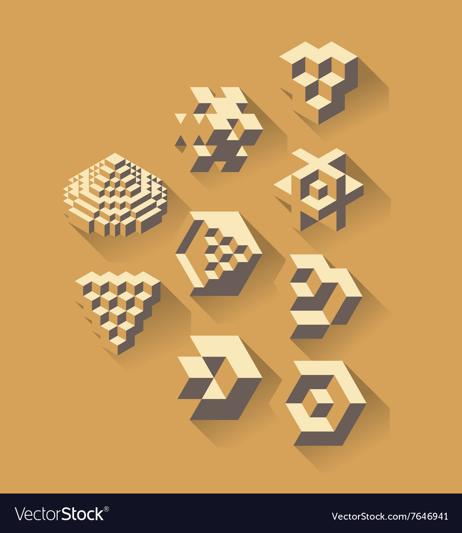 3d isometric symbols Royalty Free Vector Image
