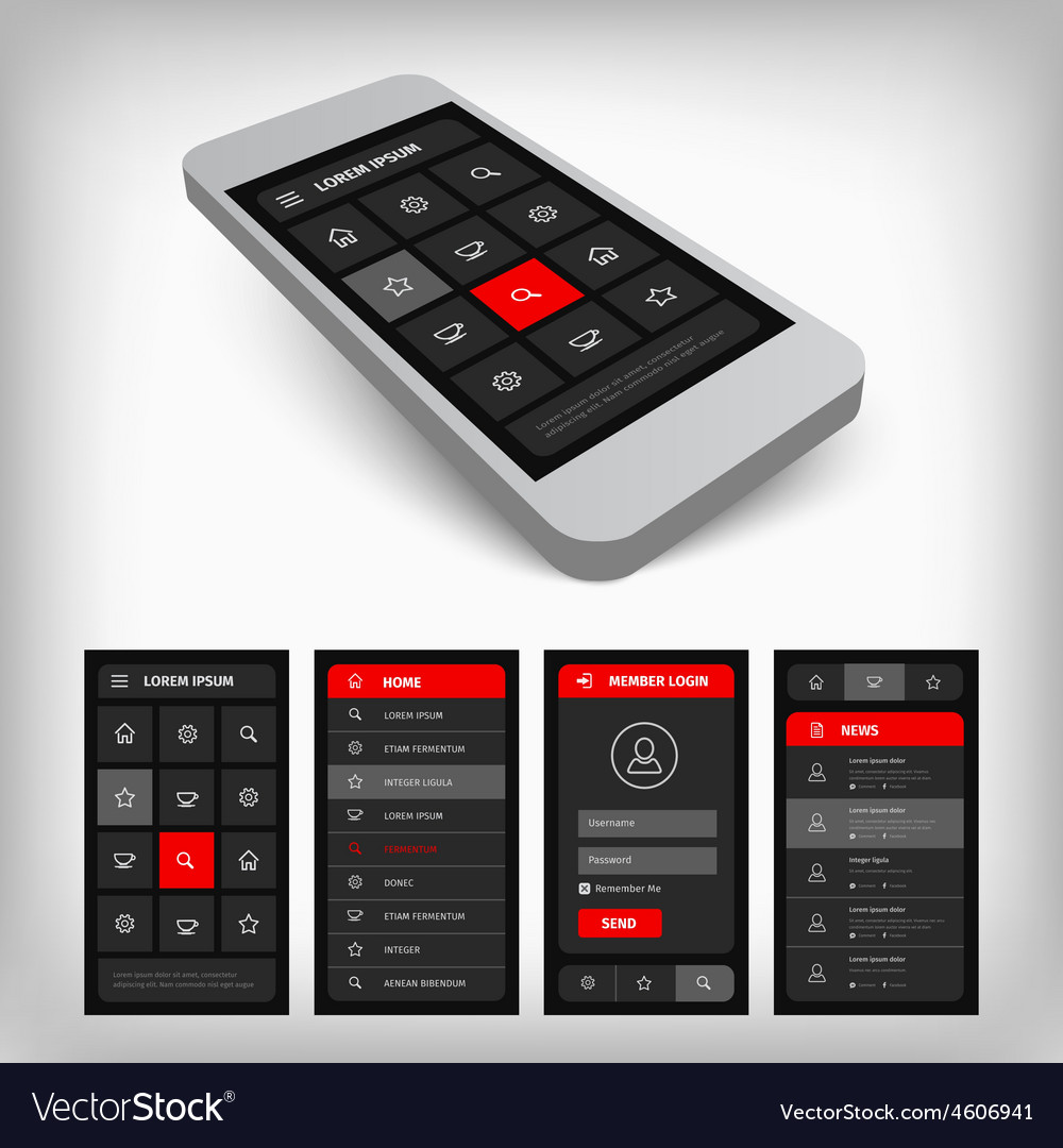 3d visualization black and red ui Royalty Free Vector Image