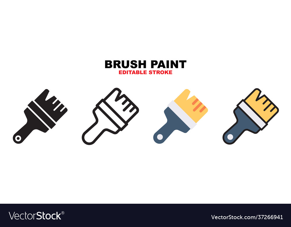 Brush paint icon set with different styles vector image Brush paint icon set with different styles