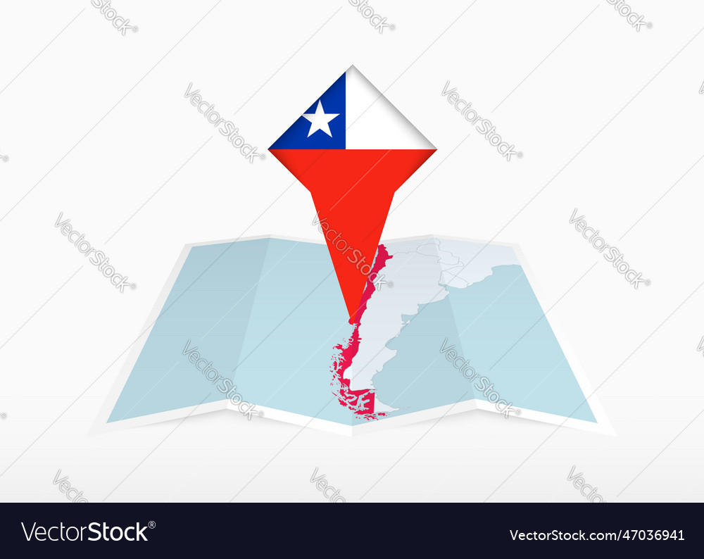 Chile is depicted on a folded paper map