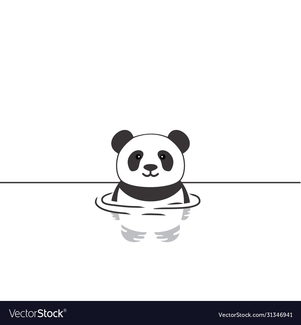 Cute panda swimming