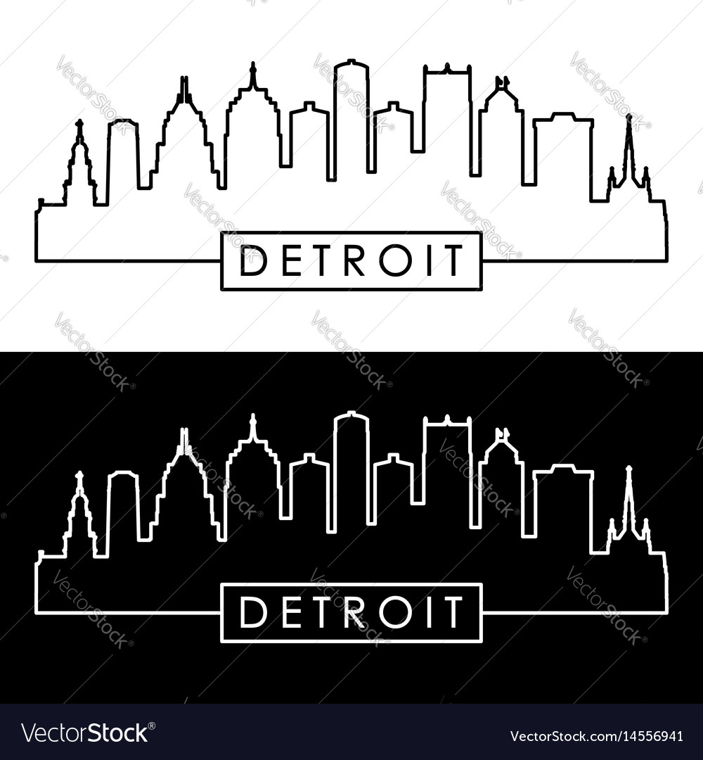 Detroit skyline linear style Royalty Free Vector Image