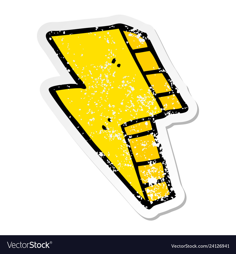 Distressed sticker of a cartoon lightning bolt Vector Image