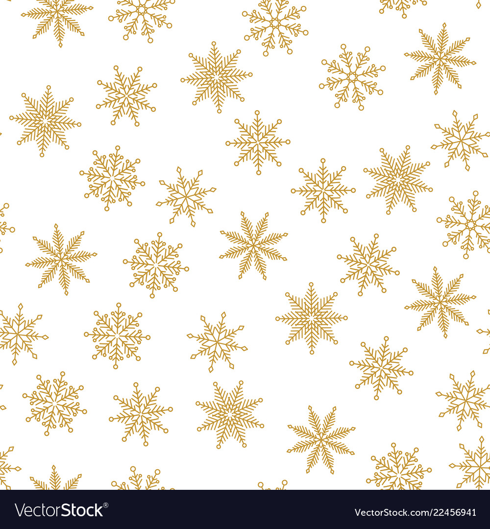 Golden snowflake simple seamless pattern vector image Golden snowflake simple seamless pattern